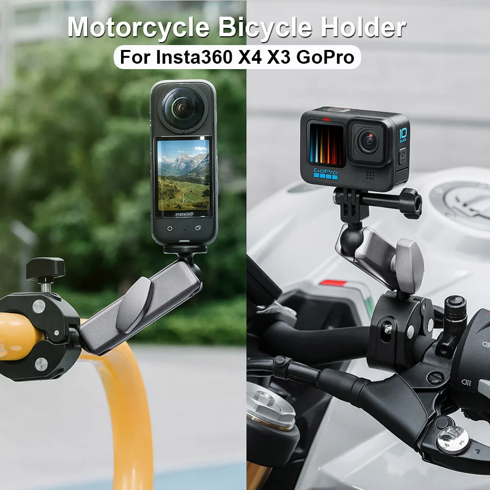 For Insta360 X4 X3 Motorcycle Bicycle Holder Handlebar Mirror Mount Bracket for GoPro 12 11 10 9 8 DJI Action Camera Accessories