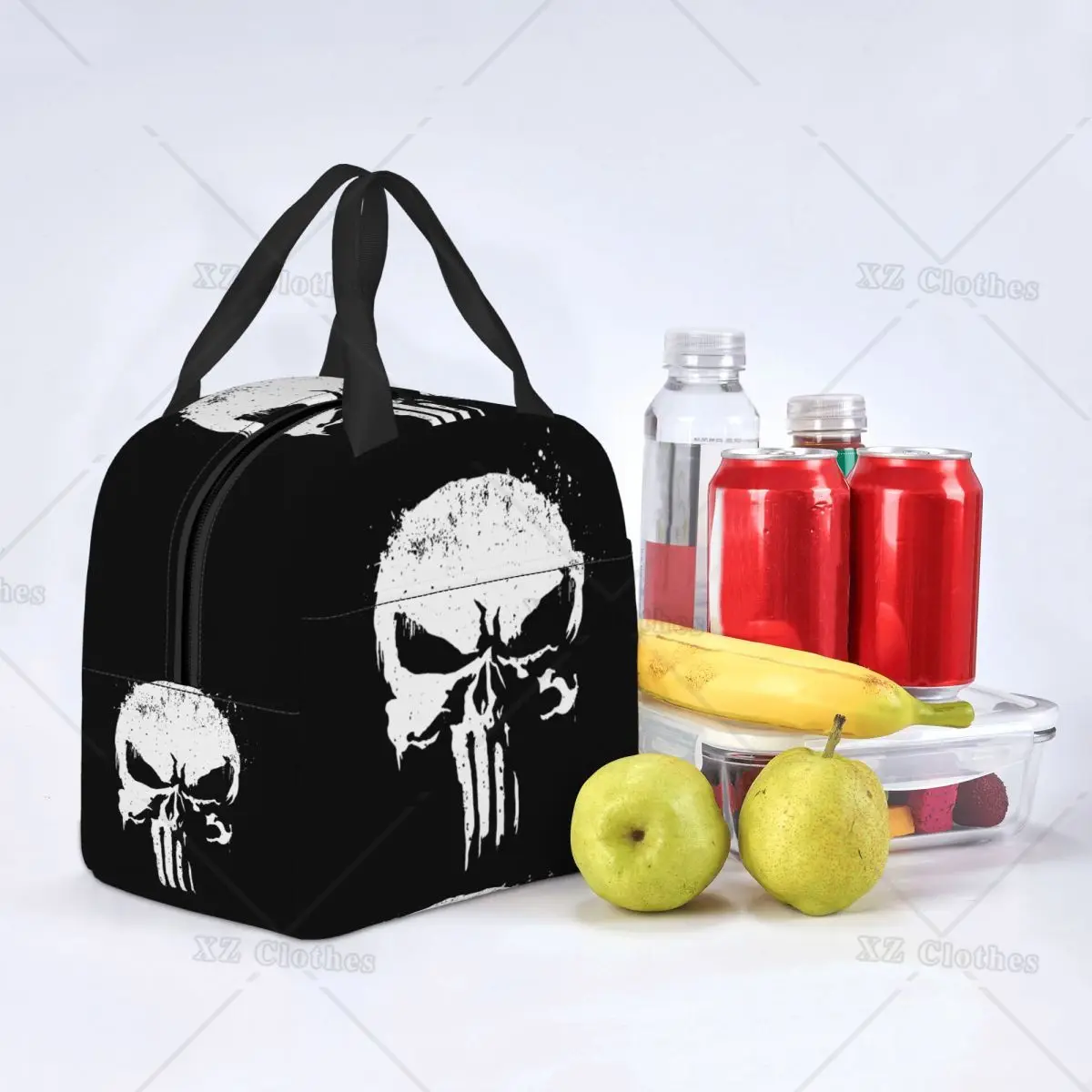 Vintage Skeleton Punishers Skull Insulated Lunch Box Leak-proof Thermal Cooler Lunch Bag for Men Women Kids Work Trip Picnic