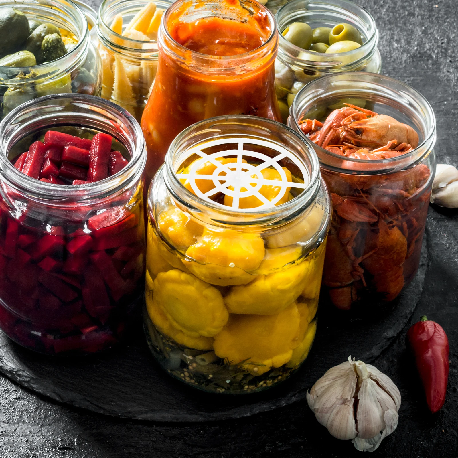 

5pcs Fermentation Jar Mason Jar Weight Multi-Functional Pickle Press Tool Small Pressure Net For Mason Jar For Fermenting Weight