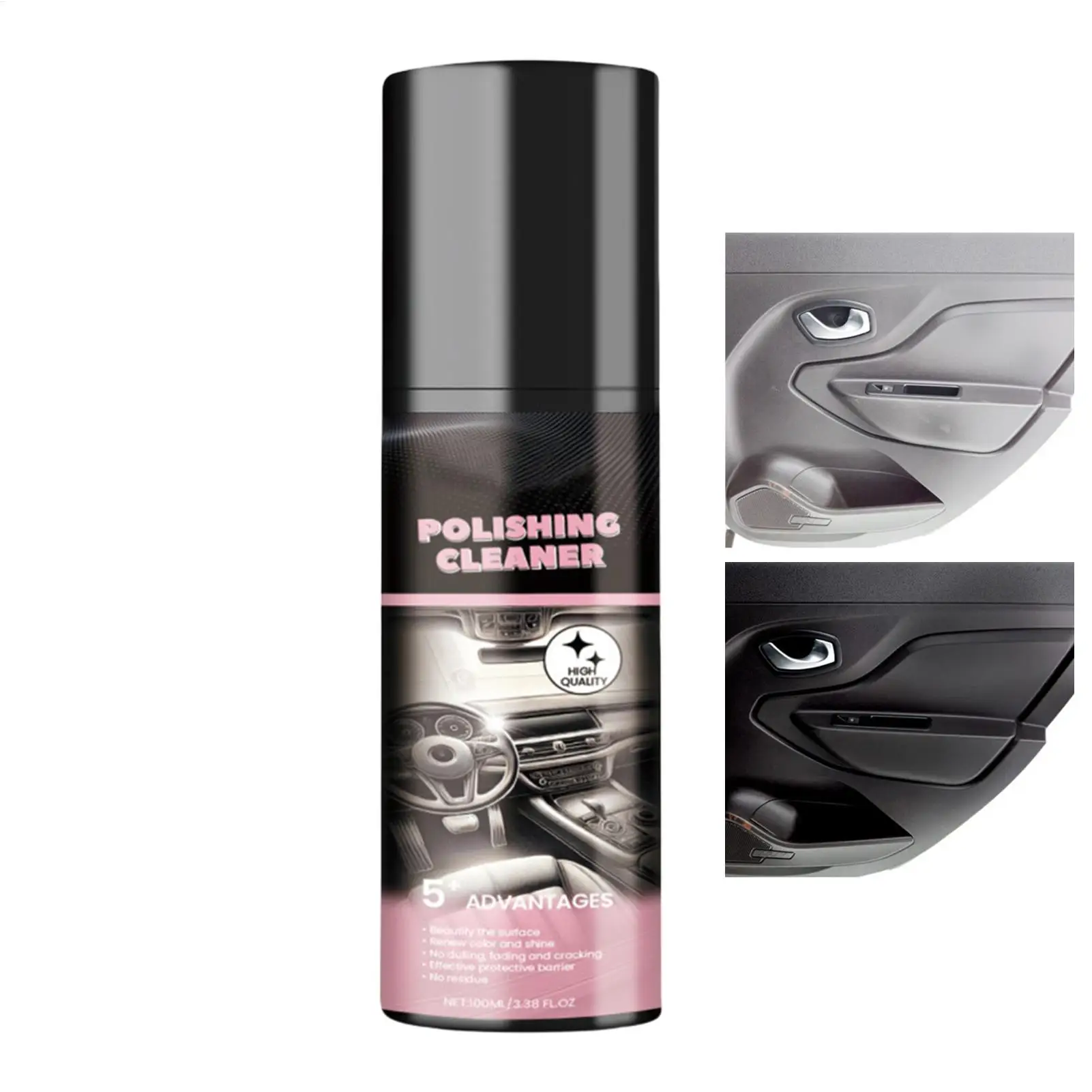Car Interior Polish & Cleaner Spray 100ml All-Purpose Detailer for Dashboard Leather Plastic Restores Shine & Protects Care Kit
