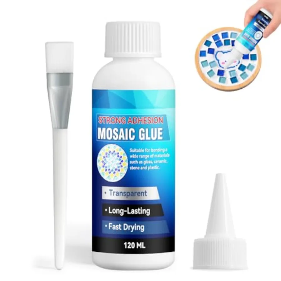 

Mosaic Glue Clear 120ml, Waterproof Mosaic Tile Glue for DIY, Glass, Ceramic, Wood, Plastic, Indoor and Outdoor Use usmosaic-W0