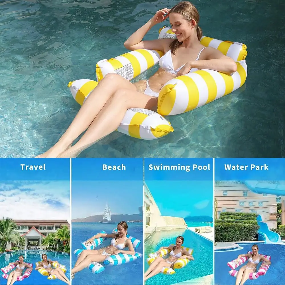 เด็กผู้ใหญ่ Inflatable Pool ลอยเปลญวนแขนน้ําสระว่ายน้ํา Rafts เตียงลอยเตียงเก้าอี้เลานจ์สําหรับว่ายน้ําชายหาด Sea