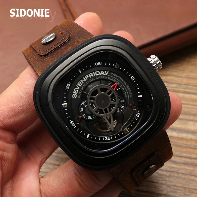 Genuine Leather Watch Band for Sevenfriday Men\'s Watch Strap P1 P2 S2 M2 Q2 03 01 02 Brown Cowhide Accessories 28mm Watchband