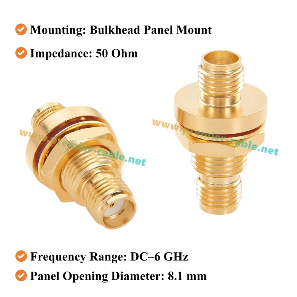 IP67 SMA-Buchse-zu-Buchse-Schottwandadapter 50 Ohm SMA-Panelmontage-Koppler HF-Koaxialantennenanschluss für FPV, WLAN, Amateurfunk – Detail 3