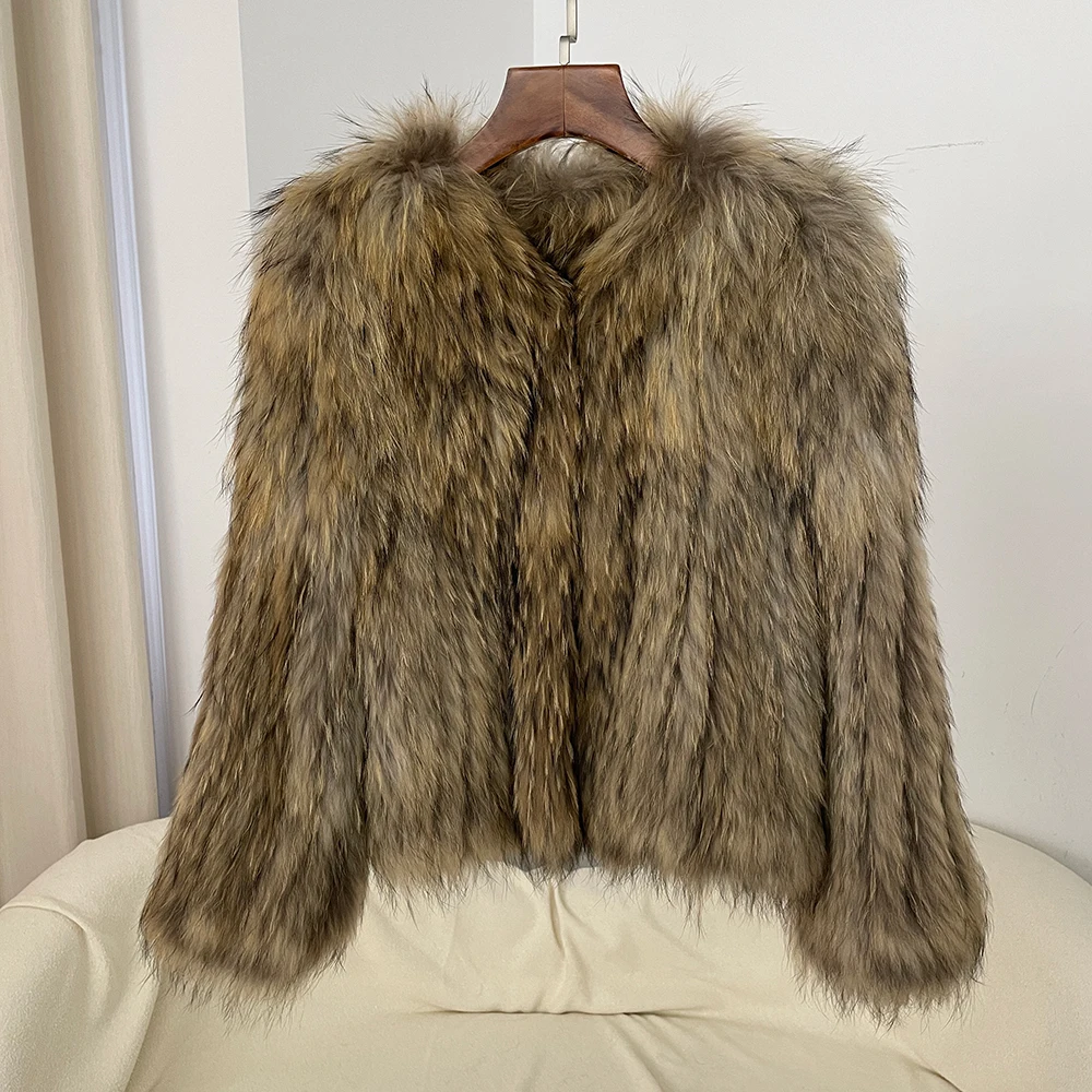 OFTBUY Double-sided Fashion Thickened Woven Fur Coat 2024 Autumn Winter New Natural Raccoon Fur Jacket Warm Fur Jacket Women