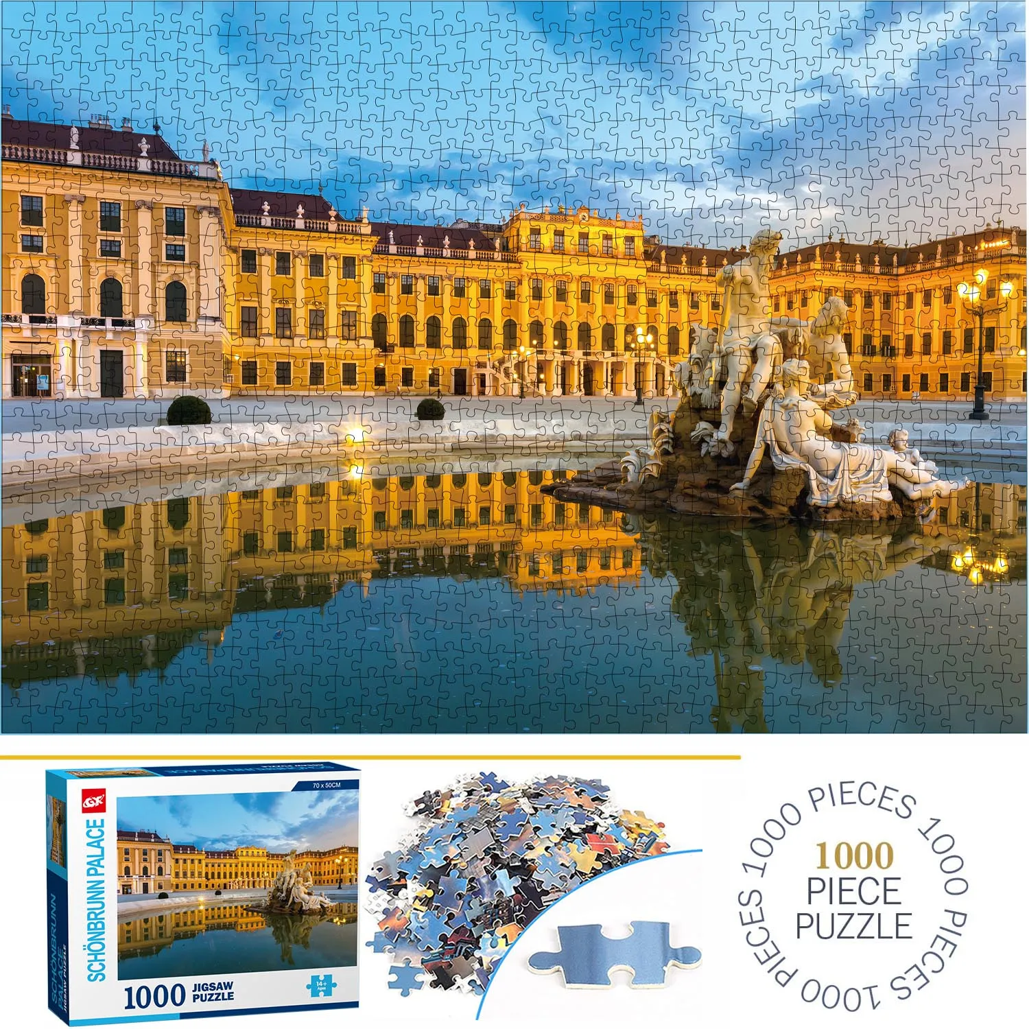 1000 Pieces Schonbrunn Palace Jigsaw Puzzles for Adults Home Decor Games Family Fun Floor Puzzles Educational Toys for Kids