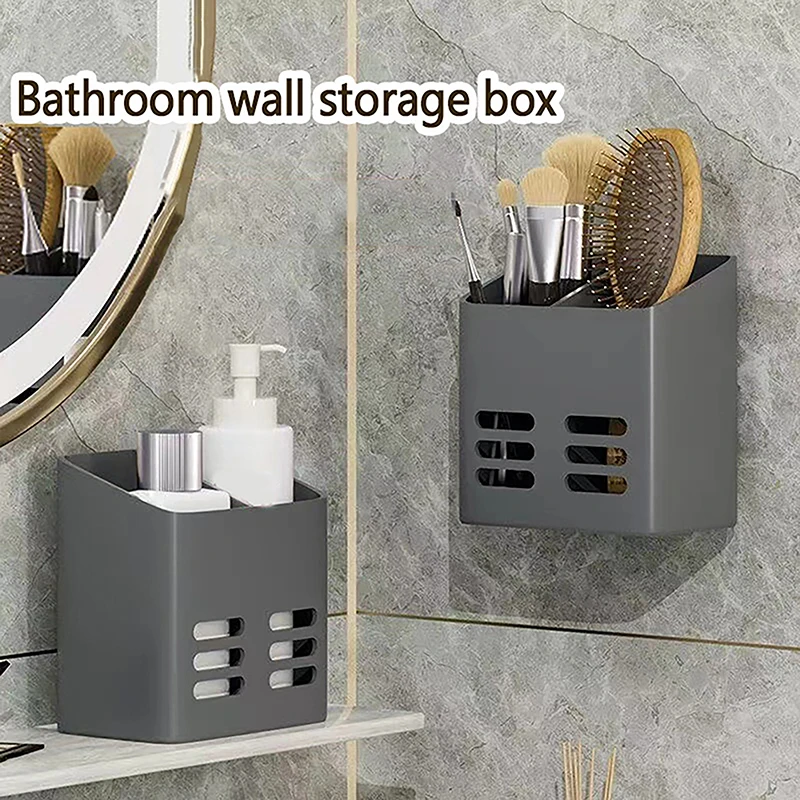 Bathroom Shelf Makeup Storage Organizer No Drill Toiletries Shelves Wall Mount Comb Skin Care Product Rack Bathroom Accessories