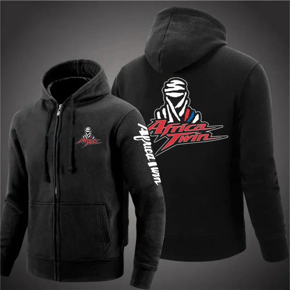 Jaqueta Masculina de Manga Longa com Zíper Cor Sólida 2025 Japan Motorcycle Africa Twin CRF 1000L, Moletom Casual Moderno com Capuz