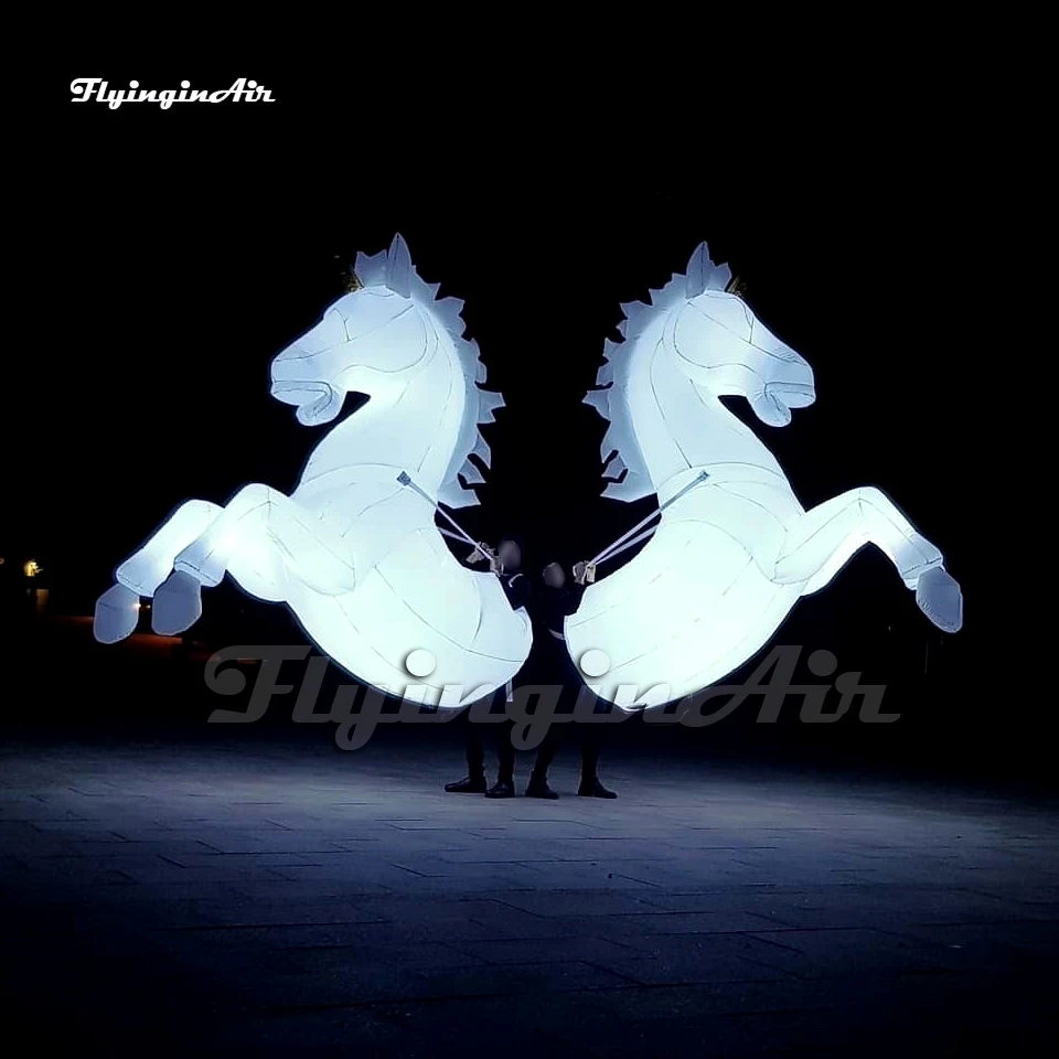 

Fantastic White Walking Inflatable Unicorn Costume Parade Animal Mascot Balloon Blow Up Horse Suit With A Horn For Stage Show