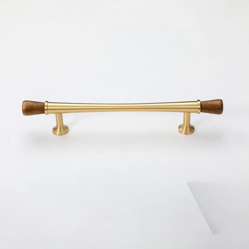 Mid Century Modern Cabinet Handle Walnut Wood Brass Drawer Pull Minimalist Furniture Knob For Yingdun Decorative Home Hardware
