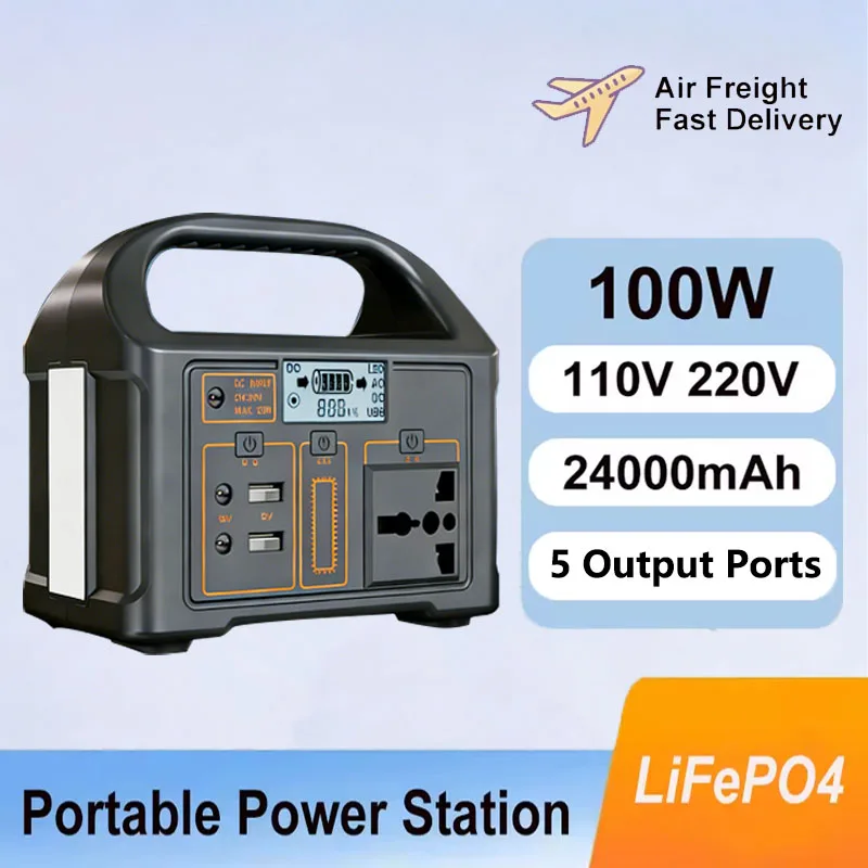 Portable Solar Power Station 500W 460Wh 300W, LiFePO4 Battery 220V EU Outdoor, BMS Storage System, Power Bank and UPS Function