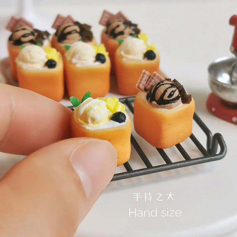 1:12 Miniatur Dessert Modelle Puppenhaus Zubehör Mini Eis Toast Dessert Spielzeug Dessert Haus Szene Fotografie Requisiten