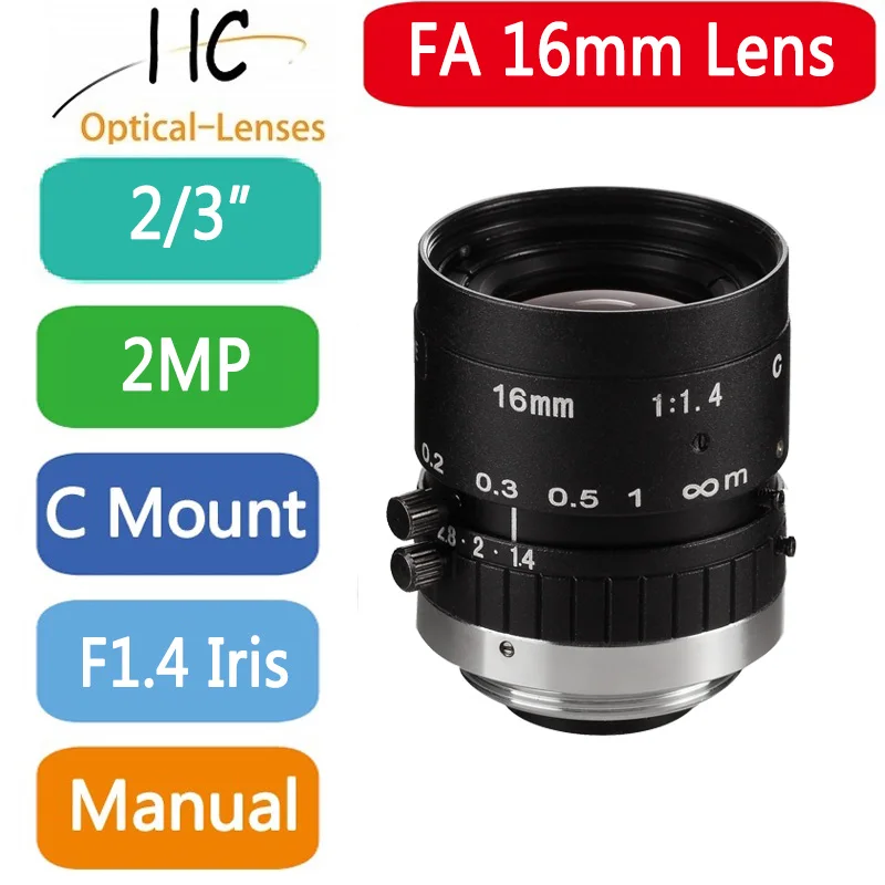 

1614MM 2.0 Mega Pixel C-Mount 16mm 2/3" FA / Machine Vision fixed focal length lenses Industrial camera Lens