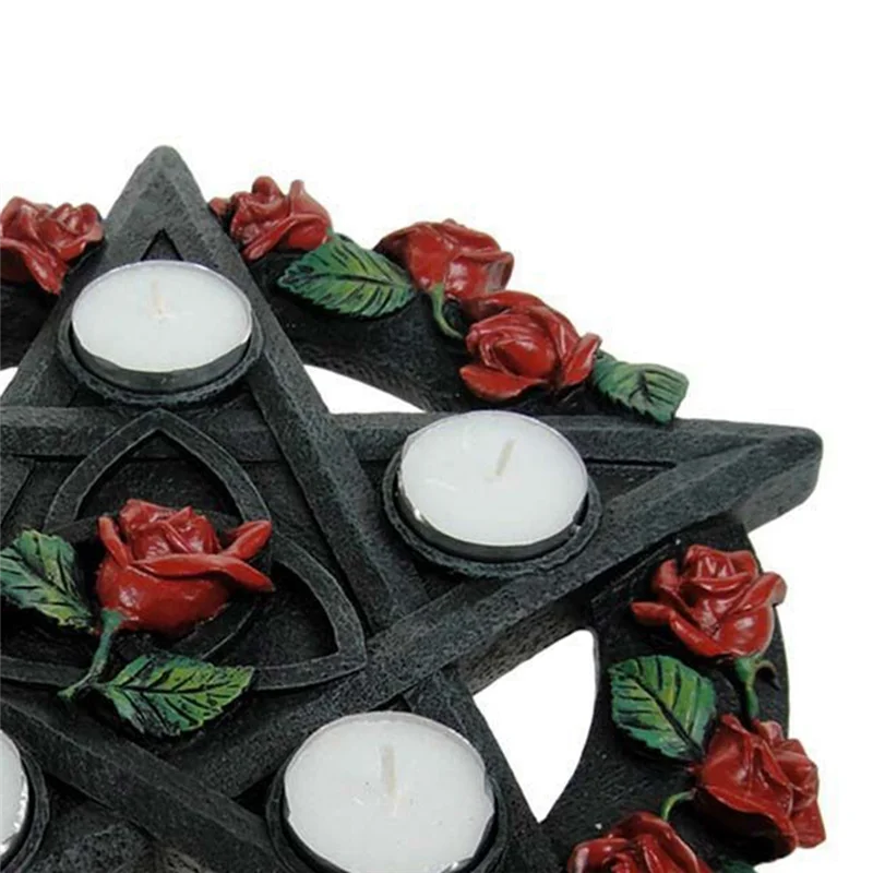 ABJO-Retro Candlestick Ornaments, Five-Pointed Star Candlesticks, Tarot Ornaments, Resin Crafts