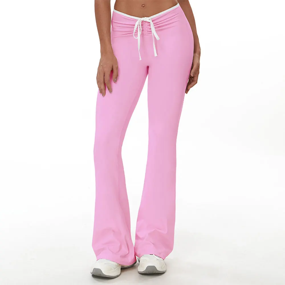 

Drawstring Bell-bottoms Women Yoga Leggings Fitness Wide Leg Pants Gym Running Cycling Pants Sports High Waist Workout Leggings