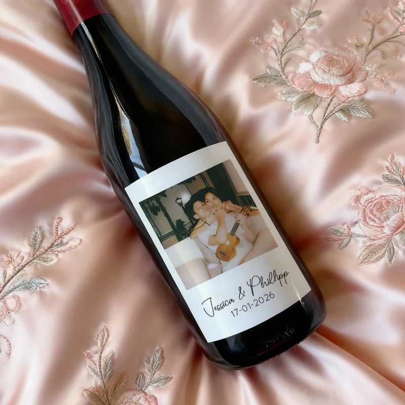 

Personalized Wedding Bottle Label, Custom Wine Label with Photo Name Date, Personalized Labels for Wedding Favors