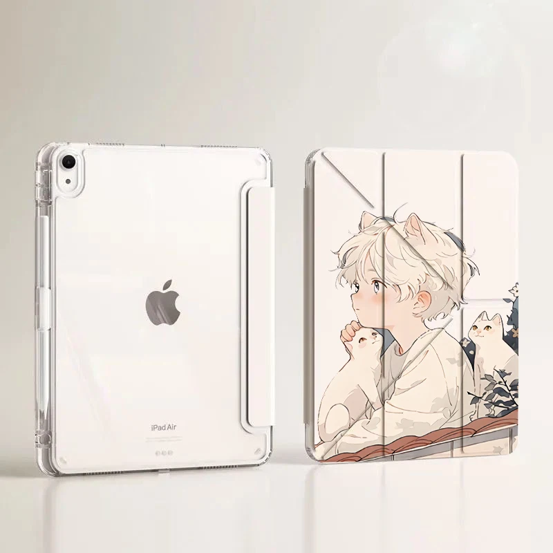 

With Pencil Holder Case For iPad Air 11 2024 Cover For iPad mini 6/7 Cases Pro 11in M4 10.9 Air 4 5 Pro 11 12.9 13 Cover