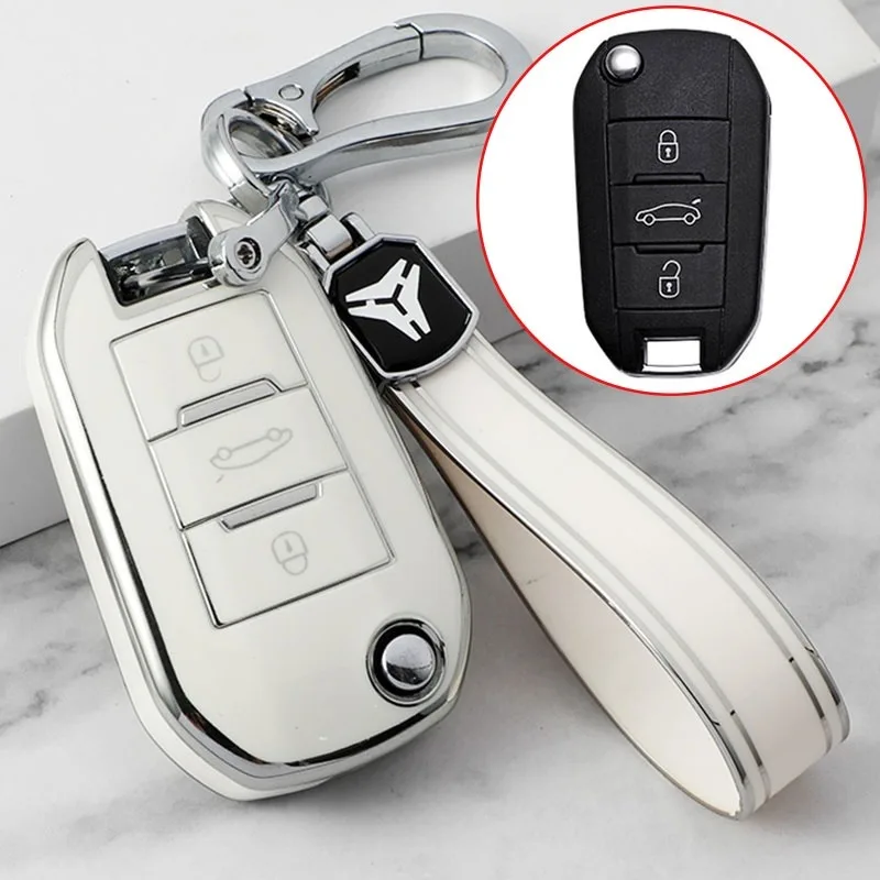 

Чехол для автомобильного ключа для Peugeot Citroen 208 3008 308 508 408 2008 307 4008 C4 C3 C6 CACTUS C8 TPU Remote Protector