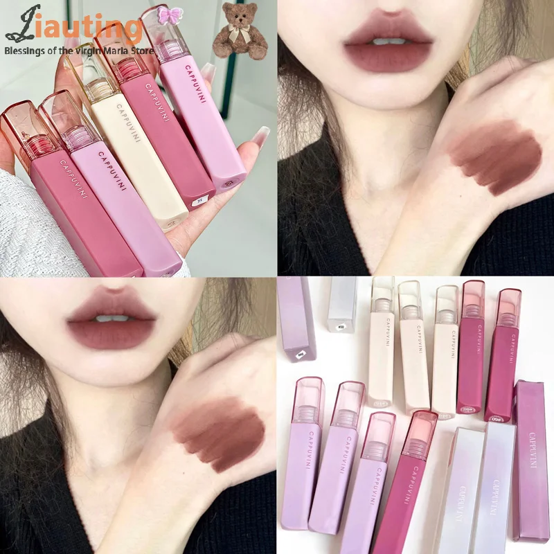 ملمع شفاه حريري مخملي غير لامع طين شفاه مقاوم للماء كوب غير لاصق ملمع شفاه مقاوم للتلطخ لا يتلاشى أحمر شفاه سائل مكياج نسائي #4