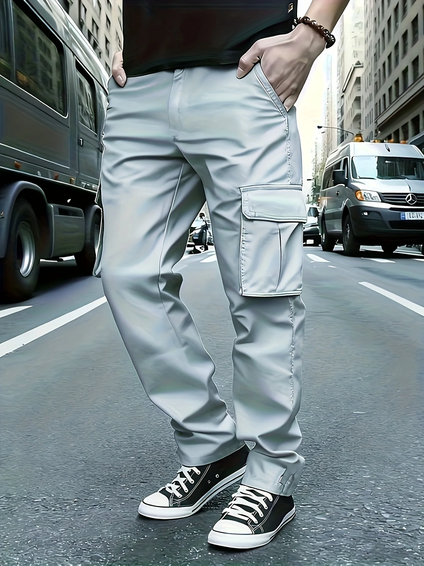 سراويل رياضية غير رسمية للرجال أوروبية لعام 2025 مع رباط عند الخصر والركض والمشي لمسافات طويلة وحزام خصر فضفاض وجيب #2