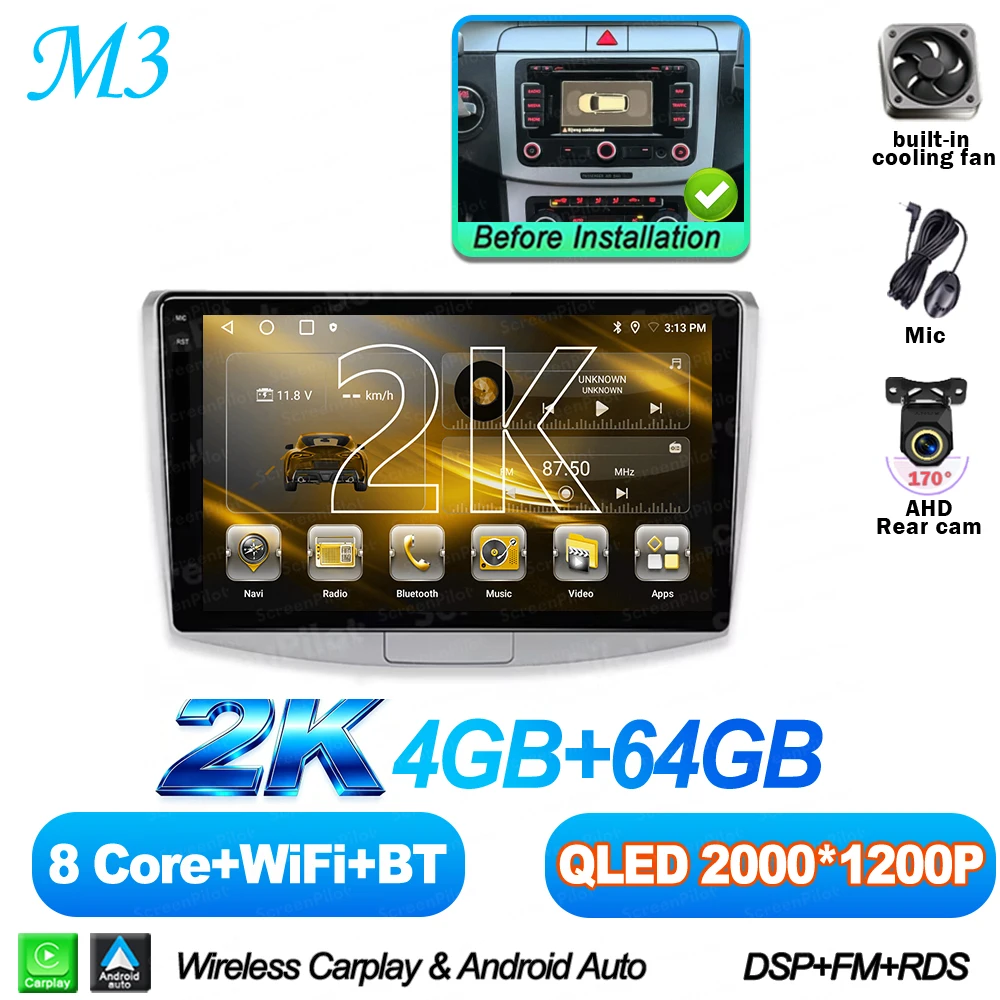 For Volkswagen VW Passat B6 B7 B8 CC 2007- 2021 Android 16 Multimedia Video Player Carplay Intelligent System Wifi 4G 8 Core image 3