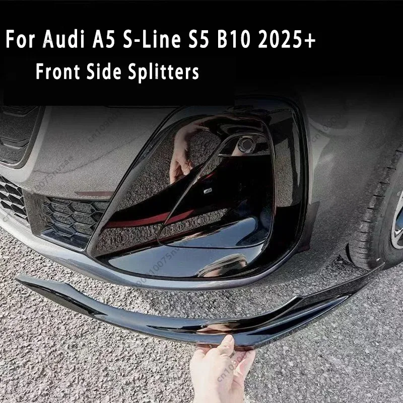 

For Audi A5 S-Line S5 B10 Saloon Avant 2025 2026+ Car Front Bumper Side Splitters 2pcs Front Side Lip Protector Covers Tuning