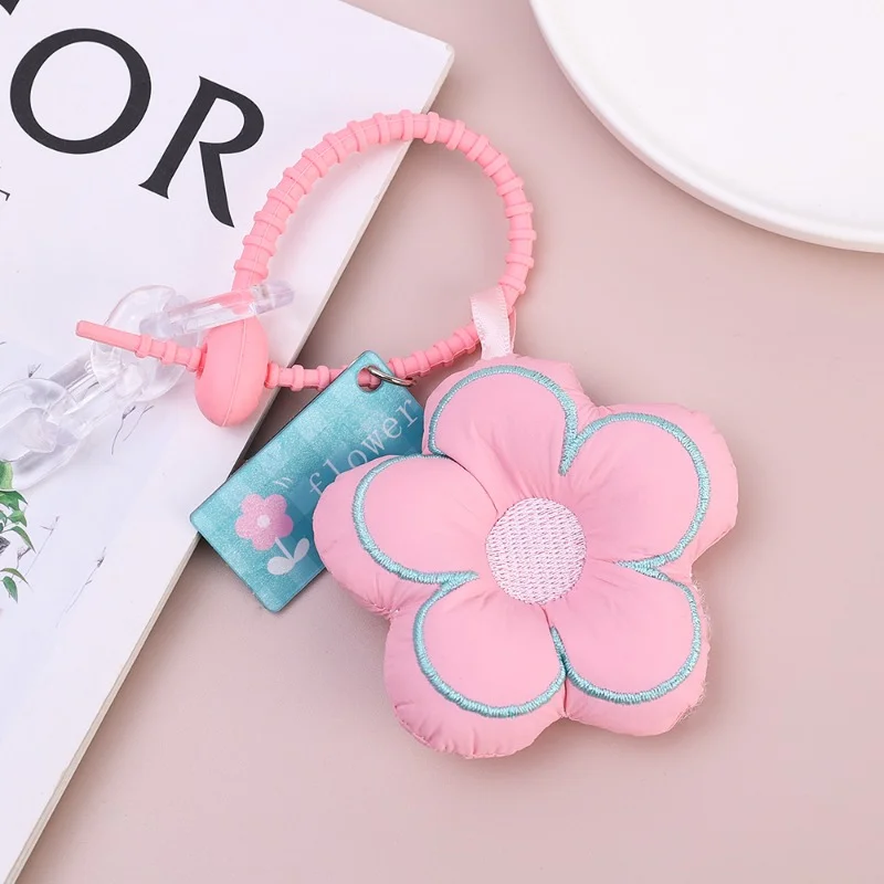 Lovely Flower Lanyard Keychain Women\'s Korean PP Cotton Soft Pendant Keyring Phone Strap Chain Key Ring Bag Hanging Accessories