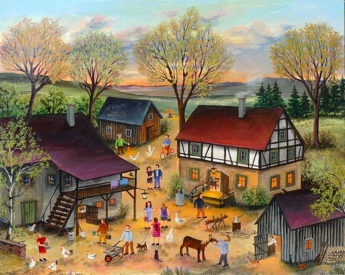 Rural Village Daily Life 500/1000/1200/2000 PCS Jigsaw Puzzles Family Activity Game for Gameroom Bedroom Home Decor Gift