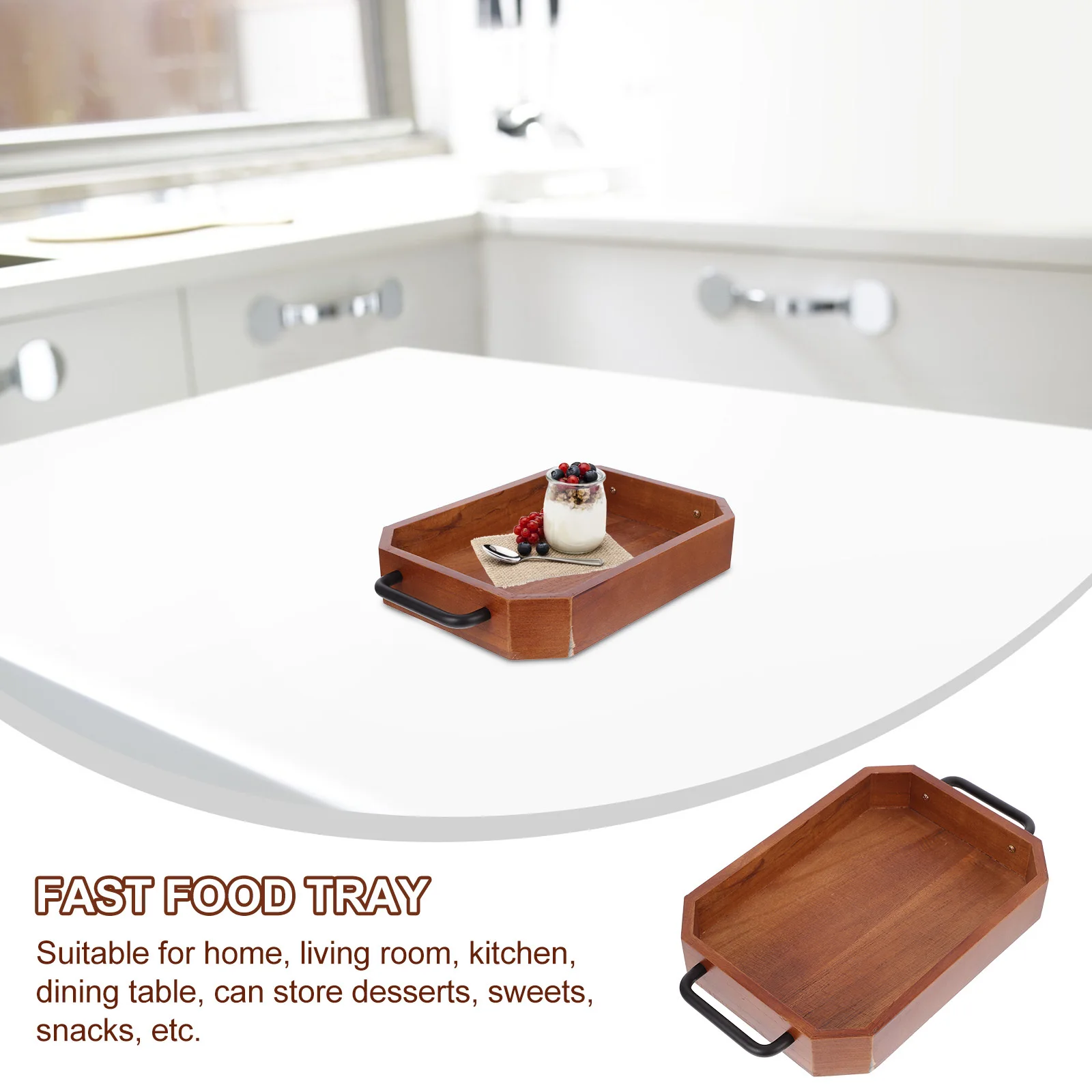 

Wooden Storage Tray Elegant Serving Dish for Tea Party Graduations Weddings Christmas Thanksgiving Snack Fruit Dessert Display