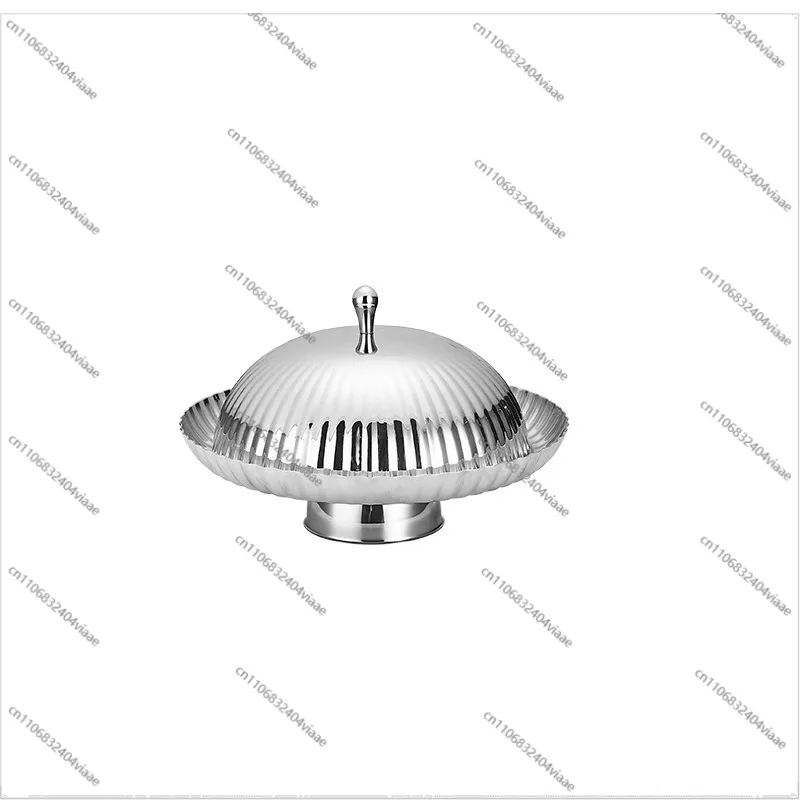 For Stainless Steel 304 Dining Light Luxury Dim Sum Plate with Lid Dessert Table Fruit Plate Pass Vegetable Plate Ornament