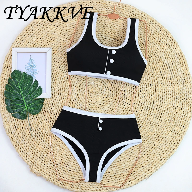 TYAKKVE 2024 New Black White Minimalist Instagram Split Swimsuit Women's Fragrant Bikini Set Summer Beach Sexy Bikini Set
