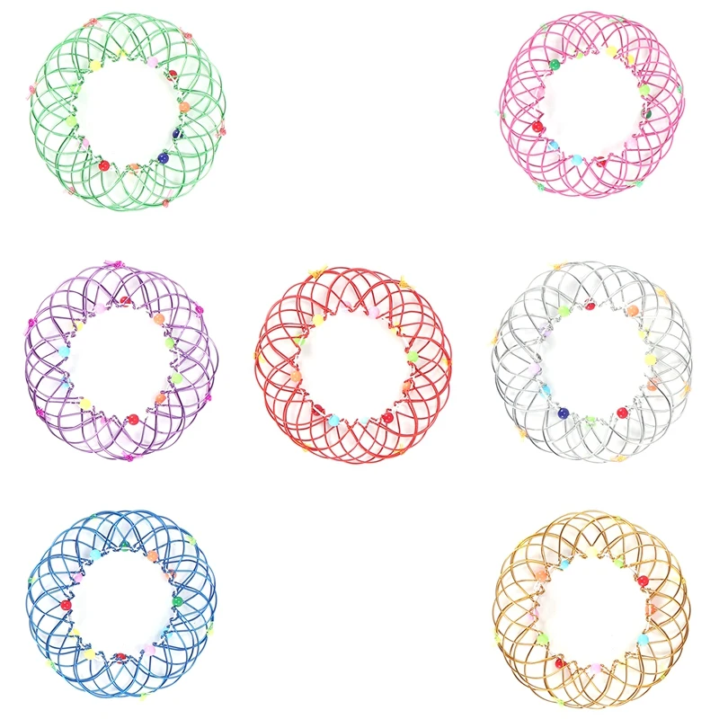 

7PCS Magic Mandala Flower Basket Toy Magic Loops Wire Fidget Toy Flexible Basket Soft Magical Toys For Adults Kids