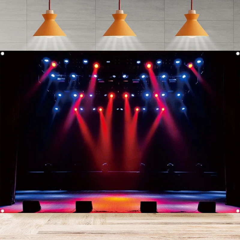 Spotlight Stage Photography Backdrop Music Concert Live Superstar Rock Star Poster Background Home Party Backdrop Wall Banner