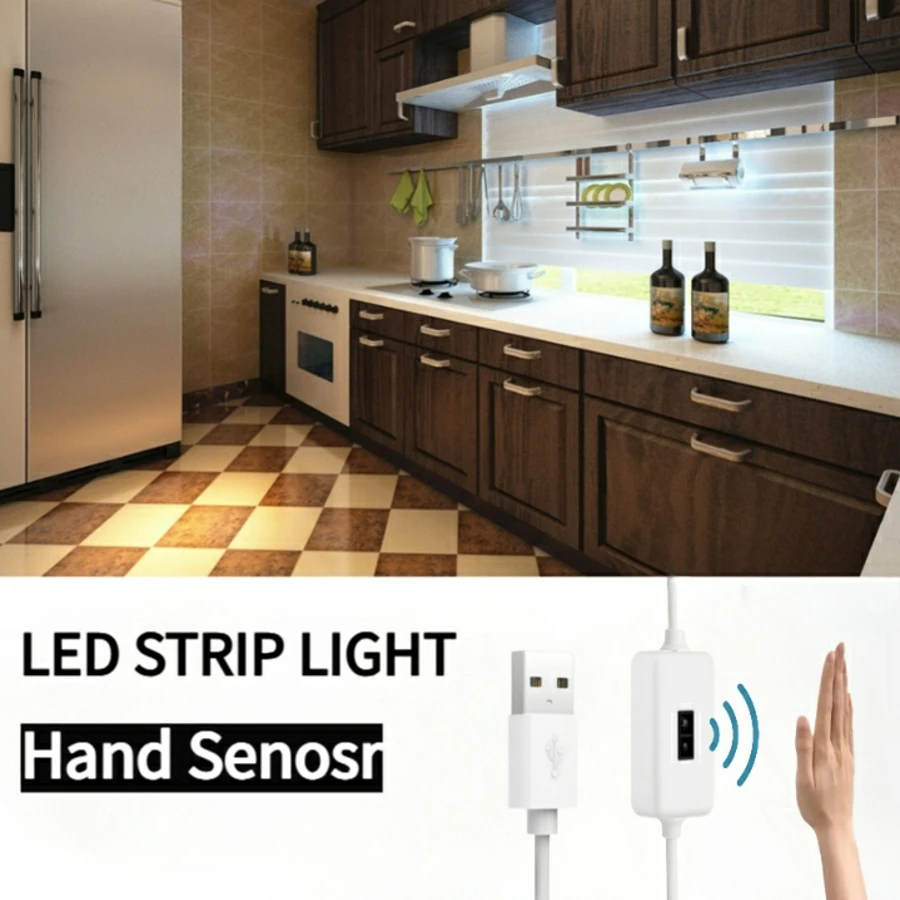 

USB Backlight LED Light Strip Hand Sweep Waving/Touch Sensor Light Tape TV Kitchen Under Cabinet Lamp