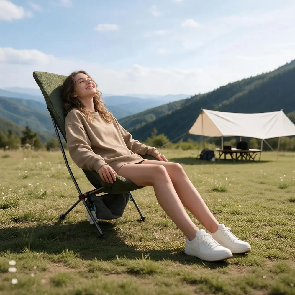 LightenUp Camping Chair Sherpa Fleece Warm Cover for Chair One, Military Green Outdoor Leisure fur chair cover Chair Warmer