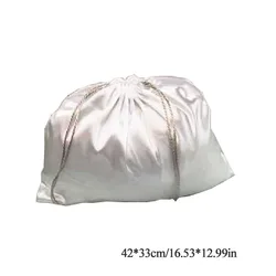 Large Silk Satin Drawstring Care Bag 5 Sizes Storage Dust Proof Packaging Pouch White Reusable Sack Handbag Shoes Travel Bag