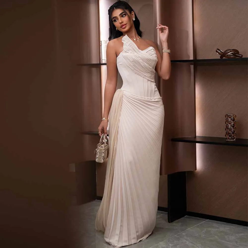 

Дубайские платья для особых случаев Джерси-футляр/колонна Вечернее платье цвета слоновой кости Милая рюшами Драпированная молния Платье для выпускного вечера с рыбьей косточкой Длинное