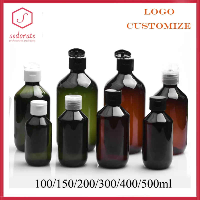 10/20/50pcs 100ml Brown Plastic Bottle 150Ml Amber PET Bottle With Flap Lid 200ml Folder Lid Cream Bottle Travel Container 61701