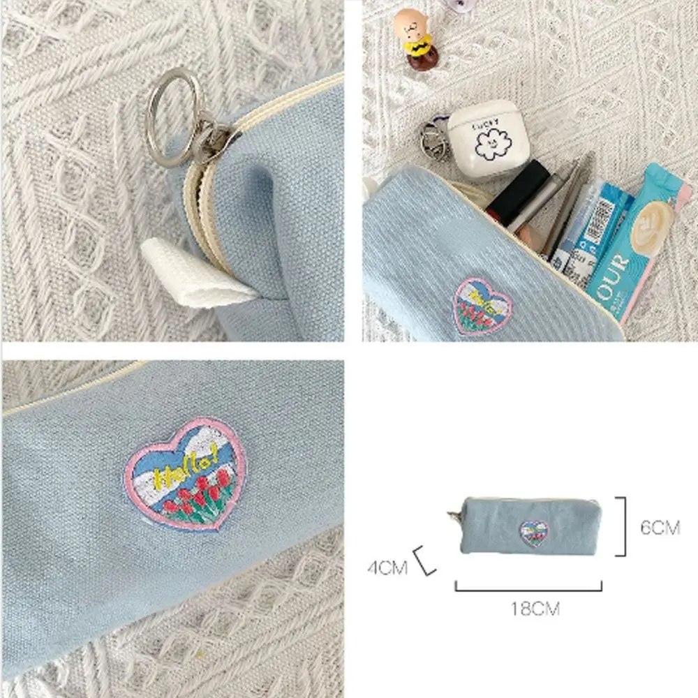 Purse Candy Color Pen Bag Stationery Holder Desktop Storage Pencil Case Stationery Box Korean Style Canvas Bag Children