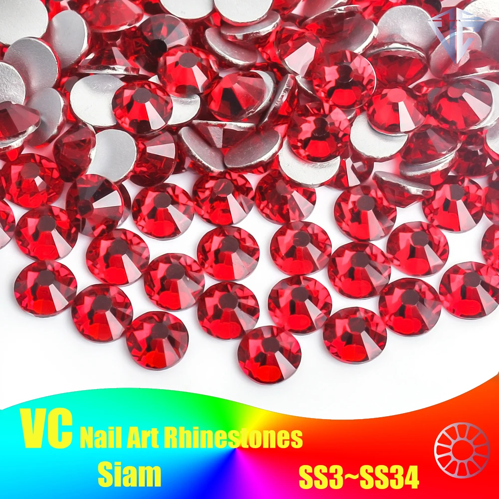 SS3-SS30 Dark Siam стразы Non Hotfix Rhinestone Flatback Glass Strass Dark Red Nail Art Rhinestones Nail Art Decorations Y0716