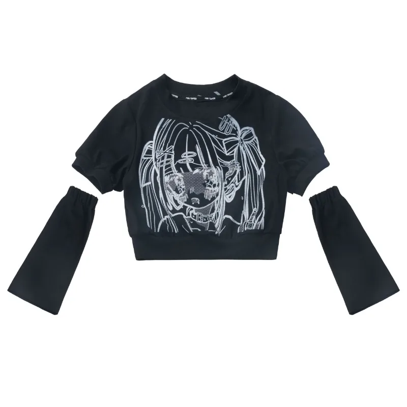 Japanese Anime JK Subculture New Full Print Shirt Short Sleeved Summer Gothic Suit Women Tops Gothic T Shirt Adolescent Clothing