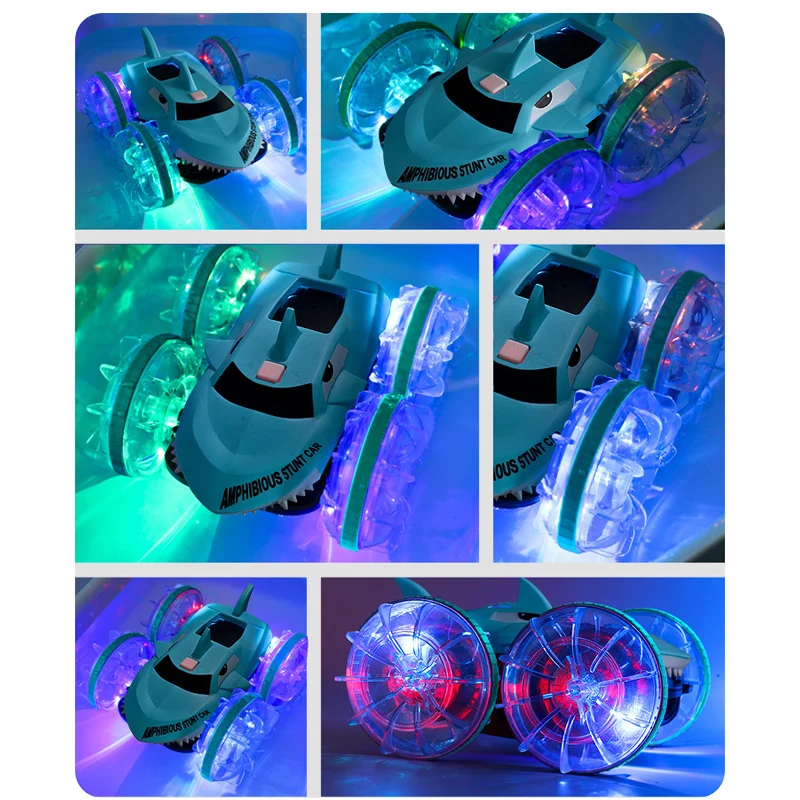 Shark Amfibische Afstandsbediening Auto Rc Stunt Auto Dubbelzijdig Flip Rijden Drift Rc Auto's Outdoor Speelgoed voor Jongens kinderen Gift