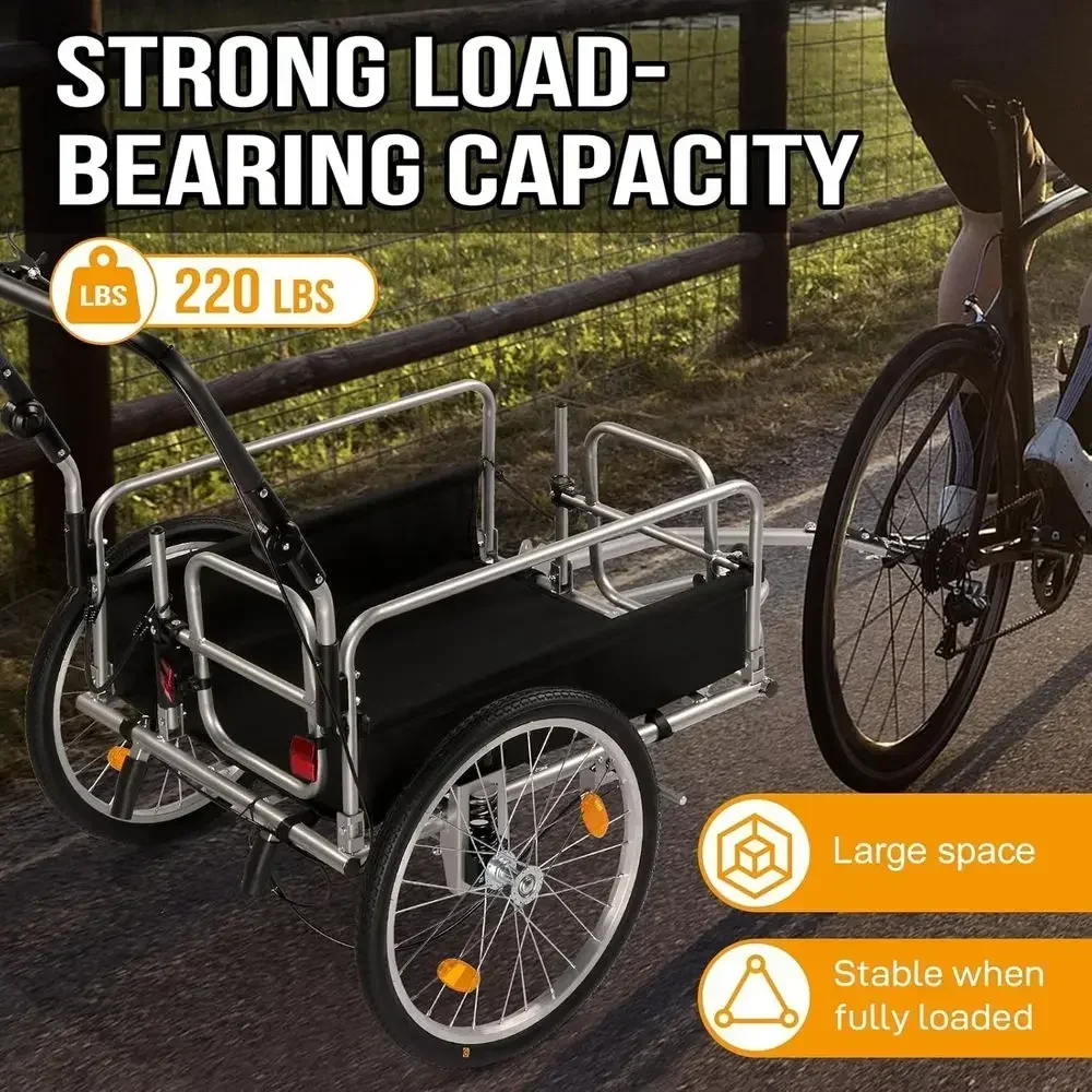 Heavy-Duty 220 lbs Bike Trailer with 20 Wheels for Grocery Hauling and Hitch System