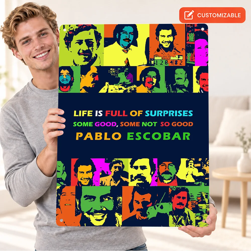 Pablo Escobar Portrait Collage Printed Poster Customized Aluminum Metal Sign Multi Panel Composition Wall Art For Home Theater