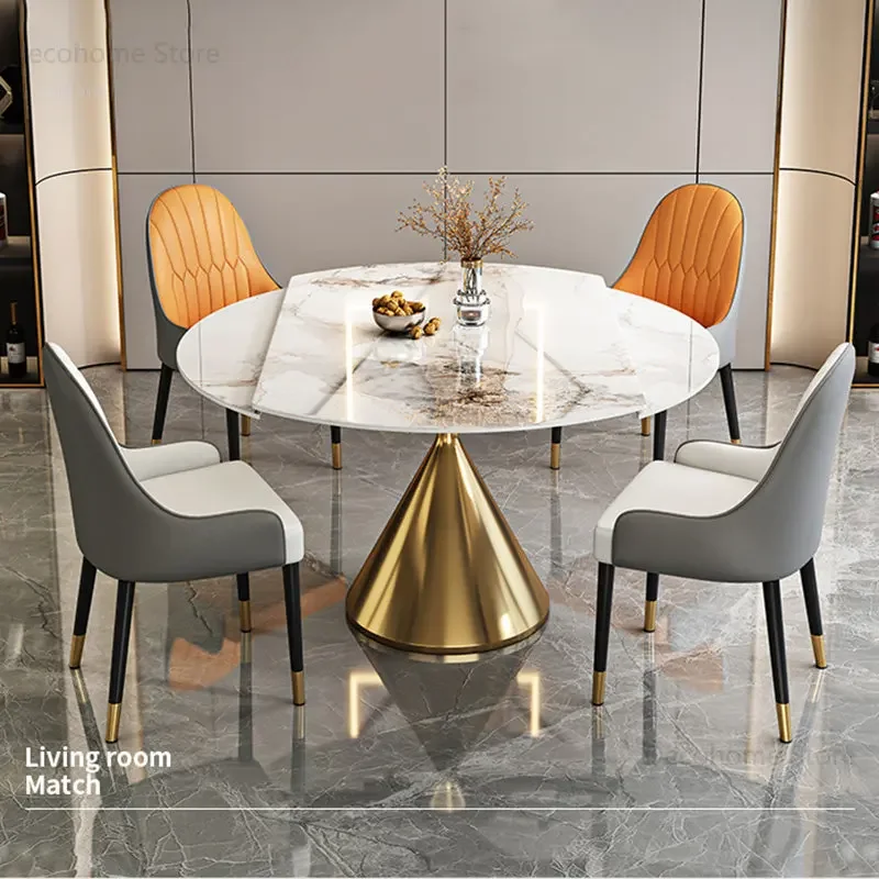 Nordic Modern Light Luxury Slate Dining Tables Telescopic Folding Tables Small Apartment High end Rotating Table Home Furniture