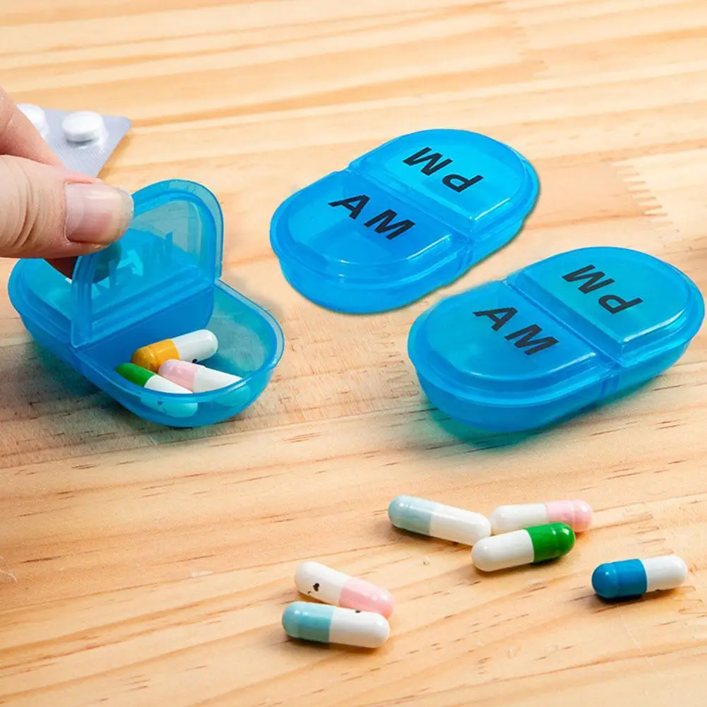 

Portable Pill Organizer For Travel 2 Grids Pill Storage Compartment Box Medicine Tablet Holder Drug Vitamins Medicine Fish Oills