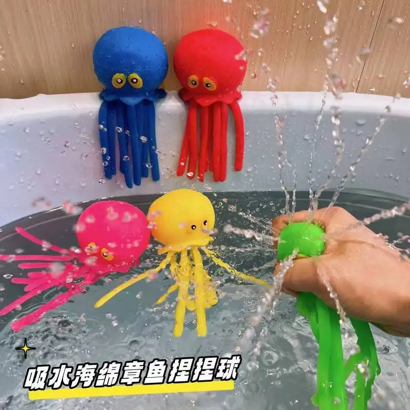 Absorbent octopus children's bath beach water toy swimming pool octopus pinch music baby water toy