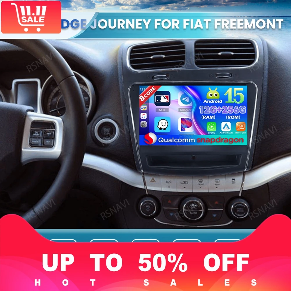 

Android 15 Car Radio For Dodge Journey For Fiat Freemont Stereo QLED Autoradio DVD Navigation BT Qualcomm 5G WIFI GPS 4G LTE
