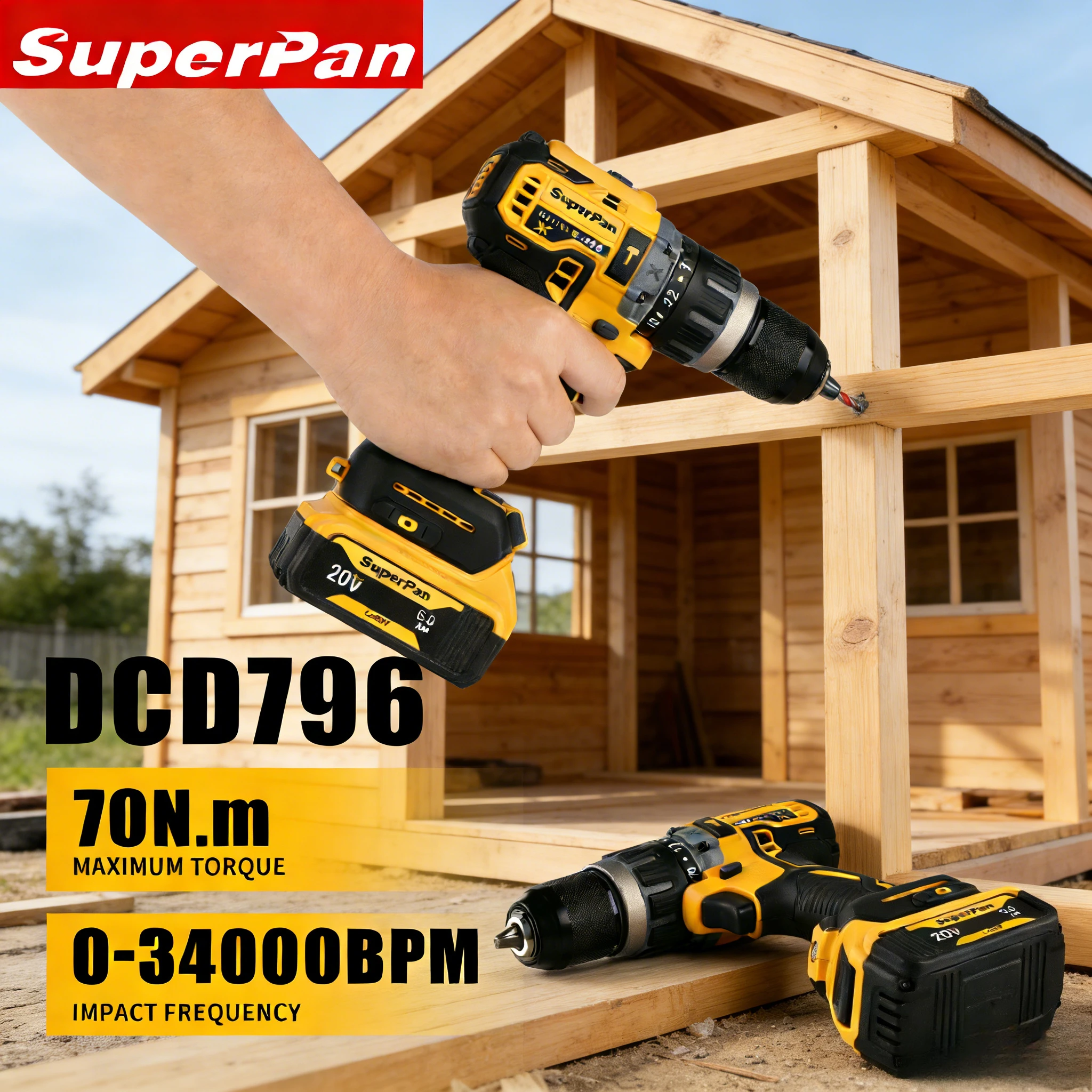 

Бесщеточный ударный гайковерт SuperPan DCD796, 70 Нм, 0-34000 об/мин, для установки металлических полок и DIY-проектов, высокоэффективный, для аккумулятора Dewalt 20В