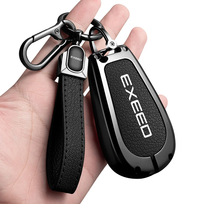 

Metal+Leather For Car Key Ring For Chery Exeed VX RX CDM\LX PHEV Modified Key Fob Case Protector Auto Keychain Zinc Alloy
